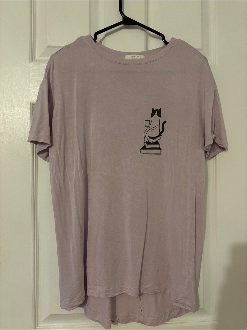 Oversized Love & Lore Lilac Cat Graphic Tee xsmall